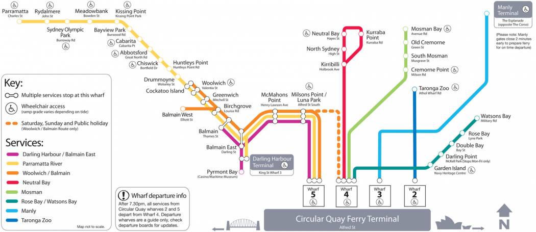 Sydney Ferry Routes Map