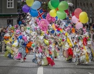 a traditional icelandic parade in reykjavik